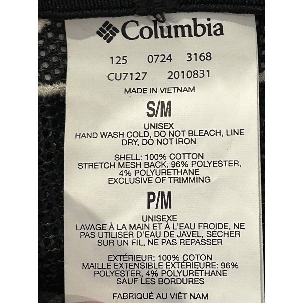 Columbia Black PHG With Antler Logo Cotton/Mesh Hat Size S/M - Picture 5 of 5